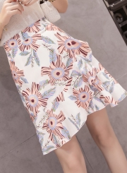 Summer Floral Print High Waist A-line Bodycon Fishtail Skirt