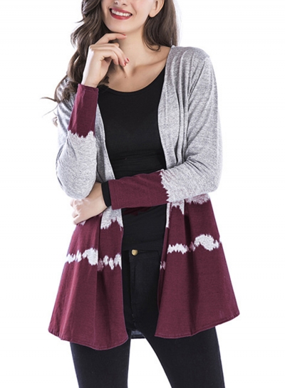 Casual Dyed Long Sleeve Collarless Open Front Long Cardigan zecalaba.com