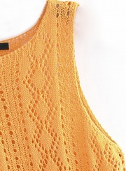 Yellow Sweater Tank Top With Tassel