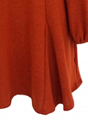 Orange Off Shoulder Long Sleeve Swing Dress