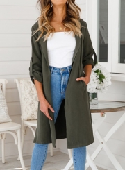 Green Thin Slit Coat Windbreaker