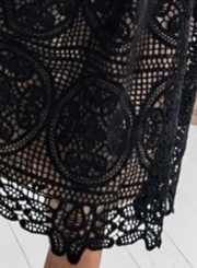 Black Sexy Spaghetti Strap Lace Hollow Out Party Dress