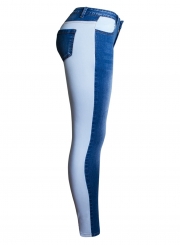 Contrast Color Faded Slim Fit Ankle Length Jeans