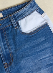 Contrast Color Faded Slim Fit Ankle Length Jeans
