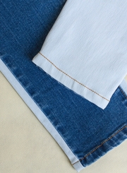 Contrast Color Faded Slim Fit Ankle Length Jeans