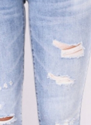 Casual Stretch Faded Ripped Skinny Pencil Denim Jeans