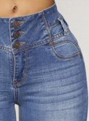 Casual High Waist Butt Lift Solid Color Slim Fit Skinny Jeans